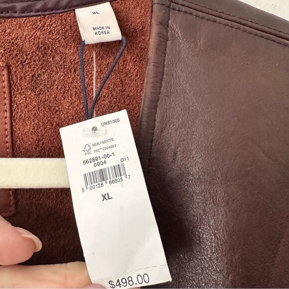 Gap x Cult Gaia Dark Brown Leather Jacket with Tie Closure XL NWT $500 Retail - Picture 5 of 9